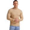 imageNITAGUT Mens Casual Turtleneck Sweaters Warm Twisted Pattern Knitted Slim Fit Pullover SweaterKhaki