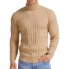 imageNITAGUT Mens Casual Turtleneck Sweaters Warm Twisted Pattern Knitted Slim Fit Pullover SweaterKhaki