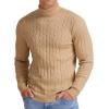 imageNITAGUT Mens Casual Turtleneck Sweaters Warm Twisted Pattern Knitted Slim Fit Pullover SweaterKhaki