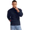 imageNITAGUT Mens Casual Turtleneck Sweaters Warm Twisted Pattern Knitted Slim Fit Pullover SweaterNavy Blue