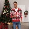 imageNITAGUT Mens Christmas Ugly Cardigan Sweater Reindeer Snowflake Xmas Sweater Casual Long Sleeve KnitwearA Christmas