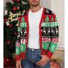 imageNITAGUT Mens Christmas Ugly Cardigan Sweater Reindeer Snowflake Xmas Sweater Casual Long Sleeve KnitwearD Christmas