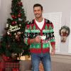 imageNITAGUT Mens Christmas Ugly Cardigan Sweater Reindeer Snowflake Xmas Sweater Casual Long Sleeve KnitwearD Christmas