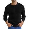 imageNITAGUT Mens Crewneck Pullover Sweater Waffle Textured Solid Knitted Soft Long Sleeve Sweaters with Ribbing EdgeBlack