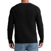 imageNITAGUT Mens Crewneck Pullover Sweater Waffle Textured Solid Knitted Soft Long Sleeve Sweaters with Ribbing EdgeBlack