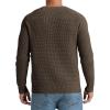 imageNITAGUT Mens Crewneck Pullover Sweater Waffle Textured Solid Knitted Soft Long Sleeve Sweaters with Ribbing EdgeBrown