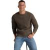 imageNITAGUT Mens Crewneck Pullover Sweater Waffle Textured Solid Knitted Soft Long Sleeve Sweaters with Ribbing EdgeBrown