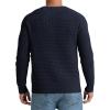 imageNITAGUT Mens Crewneck Pullover Sweater Waffle Textured Solid Knitted Soft Long Sleeve Sweaters with Ribbing EdgeDark Blue
