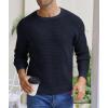 imageNITAGUT Mens Crewneck Pullover Sweater Waffle Textured Solid Knitted Soft Long Sleeve Sweaters with Ribbing EdgeDark Blue