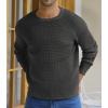 imageNITAGUT Mens Crewneck Pullover Sweater Waffle Textured Solid Knitted Soft Long Sleeve Sweaters with Ribbing EdgeDark Gray
