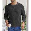 imageNITAGUT Mens Crewneck Pullover Sweater Waffle Textured Solid Knitted Soft Long Sleeve Sweaters with Ribbing EdgeDark Gray