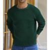 imageNITAGUT Mens Crewneck Pullover Sweater Waffle Textured Solid Knitted Soft Long Sleeve Sweaters with Ribbing EdgeDark Green