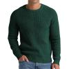 imageNITAGUT Mens Crewneck Pullover Sweater Waffle Textured Solid Knitted Soft Long Sleeve Sweaters with Ribbing EdgeDark Green
