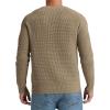 imageNITAGUT Mens Crewneck Pullover Sweater Waffle Textured Solid Knitted Soft Long Sleeve Sweaters with Ribbing EdgeDark Khaki