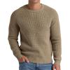 imageNITAGUT Mens Crewneck Pullover Sweater Waffle Textured Solid Knitted Soft Long Sleeve Sweaters with Ribbing EdgeDark Khaki