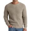 imageNITAGUT Mens Crewneck Pullover Sweater Waffle Textured Solid Knitted Soft Long Sleeve Sweaters with Ribbing EdgeLight Camel