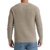 imageNITAGUT Mens Crewneck Pullover Sweater Waffle Textured Solid Knitted Soft Long Sleeve Sweaters with Ribbing EdgeLight Camel