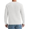 imageNITAGUT Mens Crewneck Pullover Sweater Waffle Textured Solid Knitted Soft Long Sleeve Sweaters with Ribbing EdgeWhite