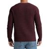 imageNITAGUT Mens Crewneck Pullover Sweater Waffle Textured Solid Knitted Soft Long Sleeve Sweaters with Ribbing EdgeWine Red