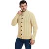 imageNITAGUT Mens Long Sleeve Stand Collar Cardigan Sweaters Button Down Cable Knitted SweaterBeige