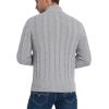 imageNITAGUT Mens Long Sleeve Stand Collar Cardigan Sweaters Button Down Cable Knitted SweaterGrey
