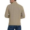 imageNITAGUT Mens Long Sleeve Stand Collar Cardigan Sweaters Button Down Cable Knitted SweaterKhaki