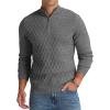 imageNITAGUT Mens Quarter Zip Sweater Casual Textured Knit Mock Neck Pullover Sweaters with Ribbing EdgeDark Gray