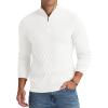 imageNITAGUT Mens Quarter Zip Sweater Casual Textured Knit Mock Neck Pullover Sweaters with Ribbing EdgeWhite