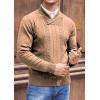 imageNITAGUT Mens Shawl Collar Pullover Sweater Slim Fit Sweater Cable Knit Pullover V Neck Soft Casual Button Sweater for ManApricot
