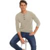 imageNITAGUT Mens Slim Fit Pullover Sweaters Long Sleeve Knitted Fabric Henley SweaterBeige