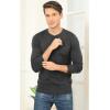 imageNITAGUT Mens Slim Fit Pullover Sweaters Long Sleeve Knitted Fabric Henley SweaterDark Grey