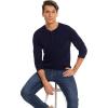 imageNITAGUT Mens Slim Fit Pullover Sweaters Long Sleeve Knitted Fabric Henley SweaterNavy Blue