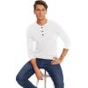 imageNITAGUT Mens Slim Fit Pullover Sweaters Long Sleeve Knitted Fabric Henley SweaterWhite