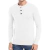 imageNITAGUT Mens Slim Fit Pullover Sweaters Long Sleeve Knitted Fabric Henley SweaterWhite