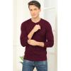 imageNITAGUT Mens Slim Fit Pullover Sweaters Long Sleeve Knitted Fabric Henley SweaterWine Red