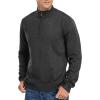 imageNITAGUT Mens Slim Fit Quarter Zip Mock Neck Polo Sweater Casual Long Sleeve Sweater and Turtleneck PulloverDark Grey