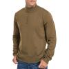 imageNITAGUT Mens Slim Fit Quarter Zip Mock Neck Polo Sweater Casual Long Sleeve Sweater and Turtleneck PulloverDark Khaki