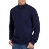 imageNITAGUT Mens Slim Fit Quarter Zip Mock Neck Polo Sweater Casual Long Sleeve Sweater and Turtleneck PulloverNavy Blue
