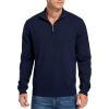 imageNITAGUT Mens Slim Fit Quarter Zip Mock Neck Polo Sweater Casual Long Sleeve Sweater and Turtleneck PulloverNavy Blue