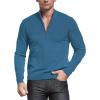 imageNITAGUT Mens Slim Fit Zip Up Mock Neck Polo Sweater Casual Long Sleeve Sweater and Pullover Sweaters with Ribbing EdgeBlue