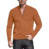 imageNITAGUT Mens Slim Fit Zip Up Mock Neck Polo Sweater Casual Long Sleeve Sweater and Pullover Sweaters with Ribbing EdgeCaramel