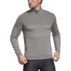 imageNITAGUT Mens Slim Fit Zip Up Mock Neck Polo Sweater Casual Long Sleeve Sweater and Pullover Sweaters with Ribbing EdgeGrey