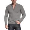 imageNITAGUT Mens Slim Fit Zip Up Mock Neck Polo Sweater Casual Long Sleeve Sweater and Pullover Sweaters with Ribbing EdgeGrey