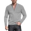 imageNITAGUT Mens Slim Fit Zip Up Mock Neck Polo Sweater Casual Long Sleeve Sweater and Pullover Sweaters with Ribbing EdgeLight Gray