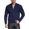 imageNITAGUT Mens Slim Fit Zip Up Mock Neck Polo Sweater Casual Long Sleeve Sweater and Pullover Sweaters with Ribbing EdgeNavy Blue