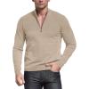 imageNITAGUT Mens Slim Fit Zip Up Mock Neck Polo Sweater Casual Long Sleeve Sweater and Pullover Sweaters with Ribbing EdgeYellow