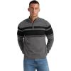 imageNITAGUT Mens Sweaters 14 Zip Up Striped Pullover Slim Fit Fall Winter Spring Long Sleeve Polo SweatersDark Gray