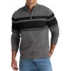 imageNITAGUT Mens Sweaters 14 Zip Up Striped Pullover Slim Fit Fall Winter Spring Long Sleeve Polo SweatersDark Gray