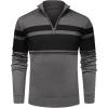 imageNITAGUT Mens Sweaters 14 Zip Up Striped Pullover Slim Fit Fall Winter Spring Long Sleeve Polo SweatersDark Gray