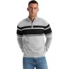 imageNITAGUT Mens Sweaters 14 Zip Up Striped Pullover Slim Fit Fall Winter Spring Long Sleeve Polo SweatersLight Gray